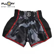 BLACK, variant on Fluory Muay Thai Shorts Camouflage Boxing Training Shorts Men's Boxing Clothing Free Fight Shorts Women Pants