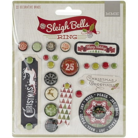 Sleigh Bells Ring Decorative Brads 22/Pkg-