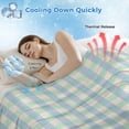 thumbnail image 3 of Blue Green Cooling Blanket,Lightweight Breathable Summer Throw Blanket with Double Sided Cold Effect,Grid Checkered Plaid Gingham Lattice Trellis Picnic Blankets Bed Sheet for Hot Sleepers 40"x60", 3 of 8