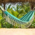 thumbnail image 6 of Eurhowing Outdoor Cotton Hammock with Tassels, 440lb Double 2 Person Portable Hammock, Heavy Duty Boho Hammock for Camping Patio Backyard Travel, Green, 6 of 8