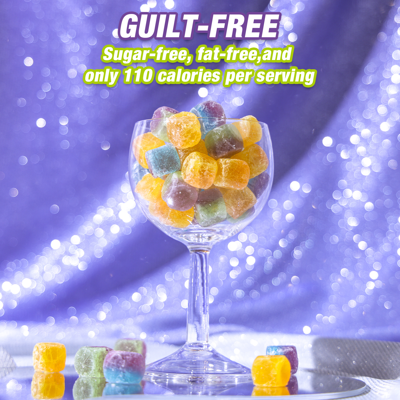 Amos 4D Gummy Candy, Assorted Flavor Candy Crystal Gummy 4 in 1, Fat-Free 3.53 oz(1 Pack)