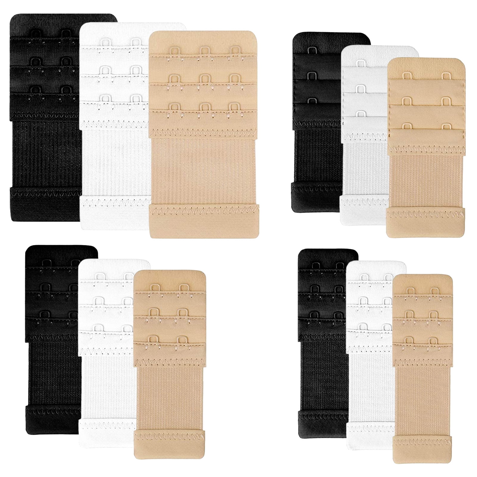 AOWOO 12 Pcs Women's Bra Extenders, 2 Hook / 3 Hook Elastic Comfortable