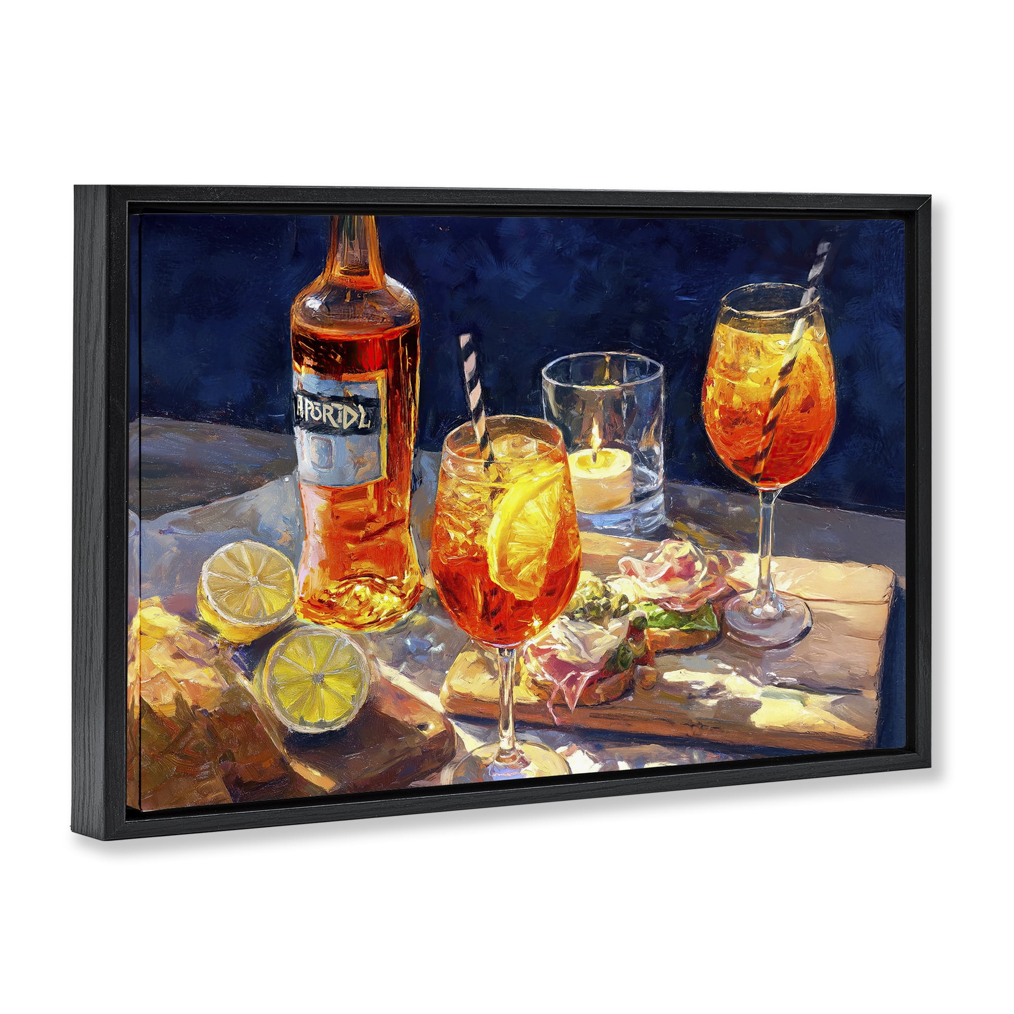 Sprits Table Still Life Black Framed Floater Canvas Wall Art, design by Ziwei Li