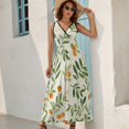 thumbnail image 4 of Orange Blossoms Leafy Pattern Cheerful Dress Fashion Boho Beach Long Dresses Female Party Printed Maxi Dress, 4 of 9