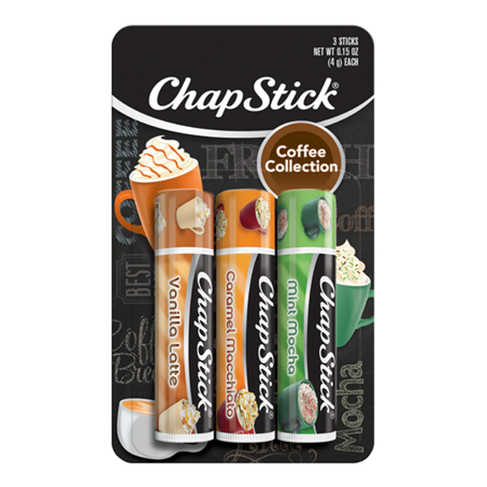 Chapstick Coffee Collection, Vanilla Latte, Caramel Macchiato, Mint