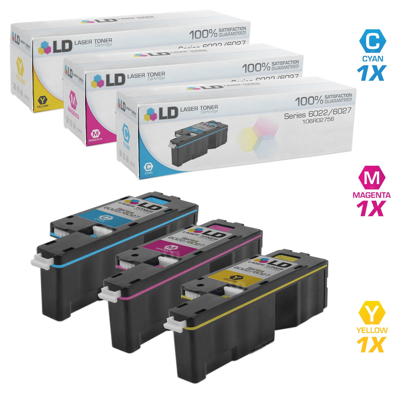 LD Compatible Replacement for Xerox Phaser 6022 & WorkCentre 6027 Set of 3 Toner Cartridges