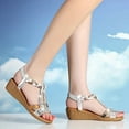 thumbnail image 4 of hopeusnice Women's Rhinestone Sandals Vacation Beach Ankle Strap Flat Platform Shoes Open Toe Comfortable Breathable Walking Shoes Silver 36, 4 of 5