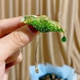 thumbnail image 6 of Yesbay Women Brooch Lotus Leaf Shape Water Drop Enamel Anti-slip Shoulder Bag Suit Coat Collar Hat Clothes Anti-exposure Pin Party Prom Bride Garment Jewelry, 6 of 7