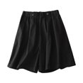 thumbnail image 2 of 2025 New Womens Athletic Shorts Loose Solid Half Shorts Pants Elastic Waisted Button Front with Pocket Breathable Linen Shorts for Women, 2 of 8