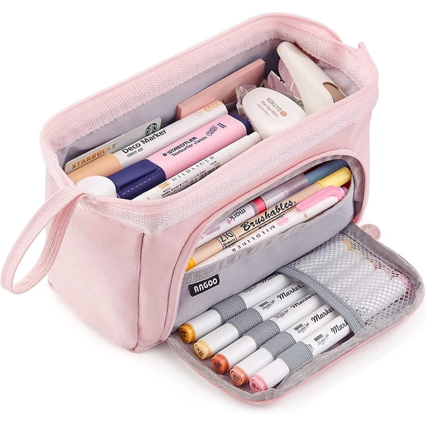 Liangnv Estuche para lápices Estuche para lápices de gran capacidad Estuche para bolígrafos de mano Cosmético Regalo portátil para oficina Escuela Adolescente Niña Niño Hombres Mujeres Adultos (r