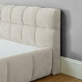 thumbnail image 4 of King Size Bed Frame with Headboard, Grounded Low Profile Bed with Thick Chenille Fabric, No Box Spring Needed, Sturdy Wood Frame Bed for Bedroom, Beige, 4 of 7