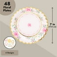 48Pack Floral Paper Plates for Baby Shower (7 in)