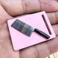 thumbnail image 3 of Tabla de cortar y cuchillo de cocina a escala 1/12, decoración de simulación para casa de muñecas. Rosa, 3 of 8