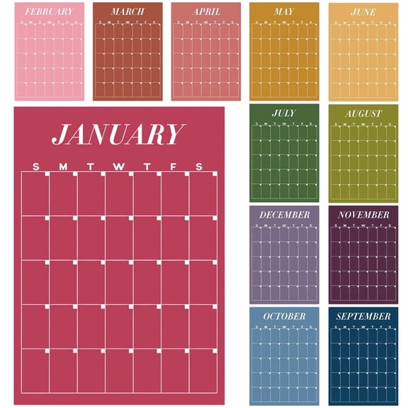 Large 16x20 Inch Erasable Undated Wall Calendar Reusable Dry Wipe Blank Yearly Planner For Household Planning