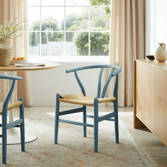 Modway Amish 29" Wood Dining Chair in Harbor Blue