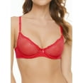 thumbnail image 3 of Deyllo Women's Sexy Lace Unlined See Through Underwire Demi Mesh Bra, Red 34A, 3 of 5