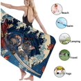 thumbnail image 5 of Cat Samurai Beach Towel Grey Anime Style Quick Dry Absorbent Sand Free Lightweight Bath Blanket, Outdoors Vacation Picnic Pool Gym Essentials 70x35 Inch, 5 of 5