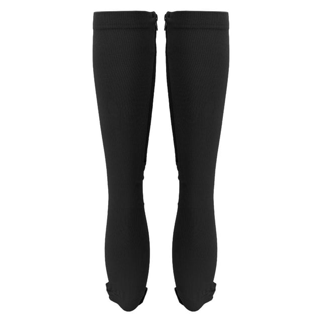 1 Pair 15-20mmHg Closed Toe Zipper, Compression Socks Women Knee High Compression Stockings