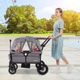 thumbnail image 2 of Poussette-wagon Babyjoy pour 2 Enfants, Poussette Double à Pousser et Tirer avec Poignée Réglable, Gris, 2 of 8