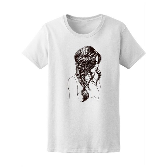 Long Braid Beautiful Girl Drawing Women Tee - Image by Shutterstock