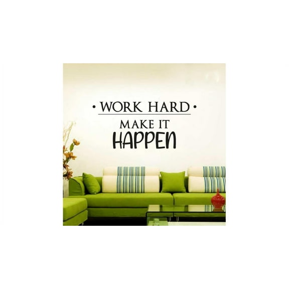 Work Hard Make It Hsappen - Motivation Quote For Self Life Inspirational Quote Vinyl Wall Decal Wall Sticker Wall Art Decoration Home Room Bedroom Office Class Room Living Room Décor Size (10x10 inch)
