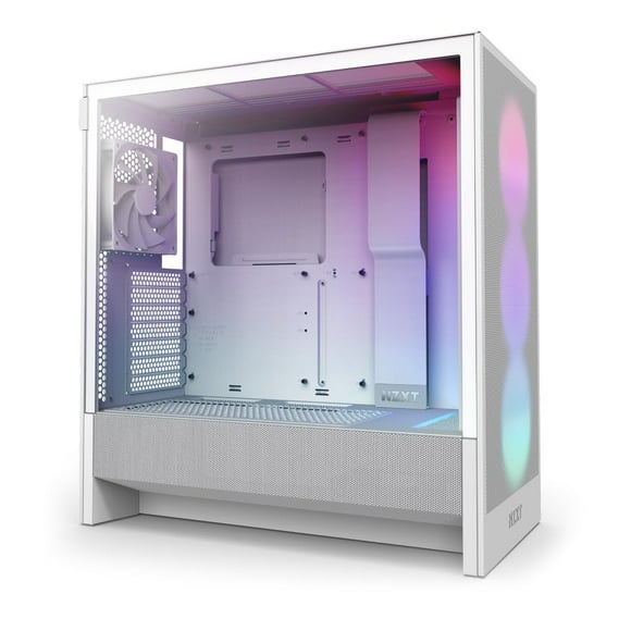NZXT H5 Flow RGB 2024 - Compact ATX Mid-Tower PC Gaming Case - High Airflow - F360 RGB Core (CV) Included - 360mm Front & 240mm Top Radiator Support - Cable Management - Tempered Glass - White