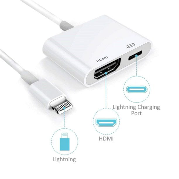 frugtbart Vice Fahrenheit Lighting to HDMI Adapter, Converter iPhone to HDMI Digital AV Adapter, 2 in  1 Plug and Play 1080P HD TV Connector Compatible with iPhone iPad iPod  Models on TV/Monitor/Projector - Walmart.com