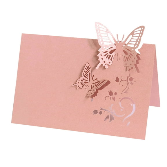 50-Pack Pink Butterfly Place Cards for Weddings, Elegant Hollow Out Name Cards for Table Setting, Holiday & Party Decoration, Invitations