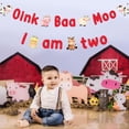 thumbnail image 3 of JOYMEMO Oink Baa Moo I am Two Banner - Farm Animal 2nd Birthday Party Decorations Boy or Girl, Farm Animals Theme Barnyard Second Birthday Party Supplies, 3 of 6