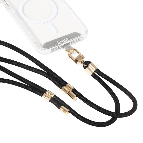 Artikl Cotton Rope Crossbody Phone Strap with Metal Hardware – Black, Black, Univeral Crossbody Phone Strap