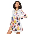 thumbnail image 3 of FORMRS Womens Long Sleeve Nightgowns Crew Neck Sleep Shirt Soft Pajamas Sizes S-3XL, White Abstract Triangles, 3 of 8