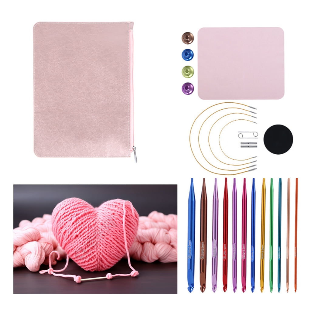 12Pcs Interchangeable Afghan Crochet Hook with Cable 3.0mm-10mm for Knitting Tunisian Knitting Needle with Case