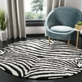 thumbnail image 2 of SAFAVIEH Soho Eglantine Animal Striped Wool Area Rug, White/Black, 6' x 6' Round, 2 of 8