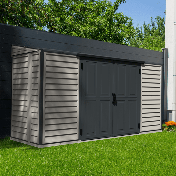 DuraMax SideMate Plus Pro 10' x 4' Outdoor Plastic Storage Shed with Double Doors
