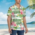 thumbnail image 6 of Uemuo Tropical Flamingo Printed Regular Fit Short Sleeve Casual Hawaiian Shirt for Men,Aloha shirt,Tropical shirt,Floral print shirt,Vacation Beach shirt-Small, 6 of 9