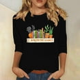 thumbnail image 1 of Jienlioq Hauts pour Femmes Mode Tendance Pull Décontracté Imprimé Col Rond Manches 3/4 T-Shirt Offres du Cyber Lundi, 1 of 4