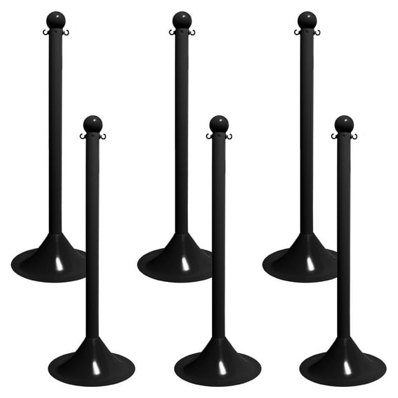 2 Inch Black Light Duty Stanchion (6 Pk)