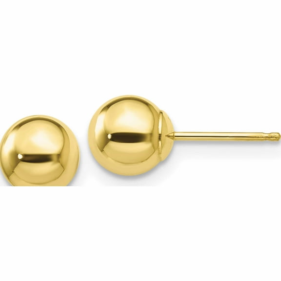 10K Yellow Gold Polished 6mm Ball Post Earrings (6 X 6) Made In United States 10x6mmg