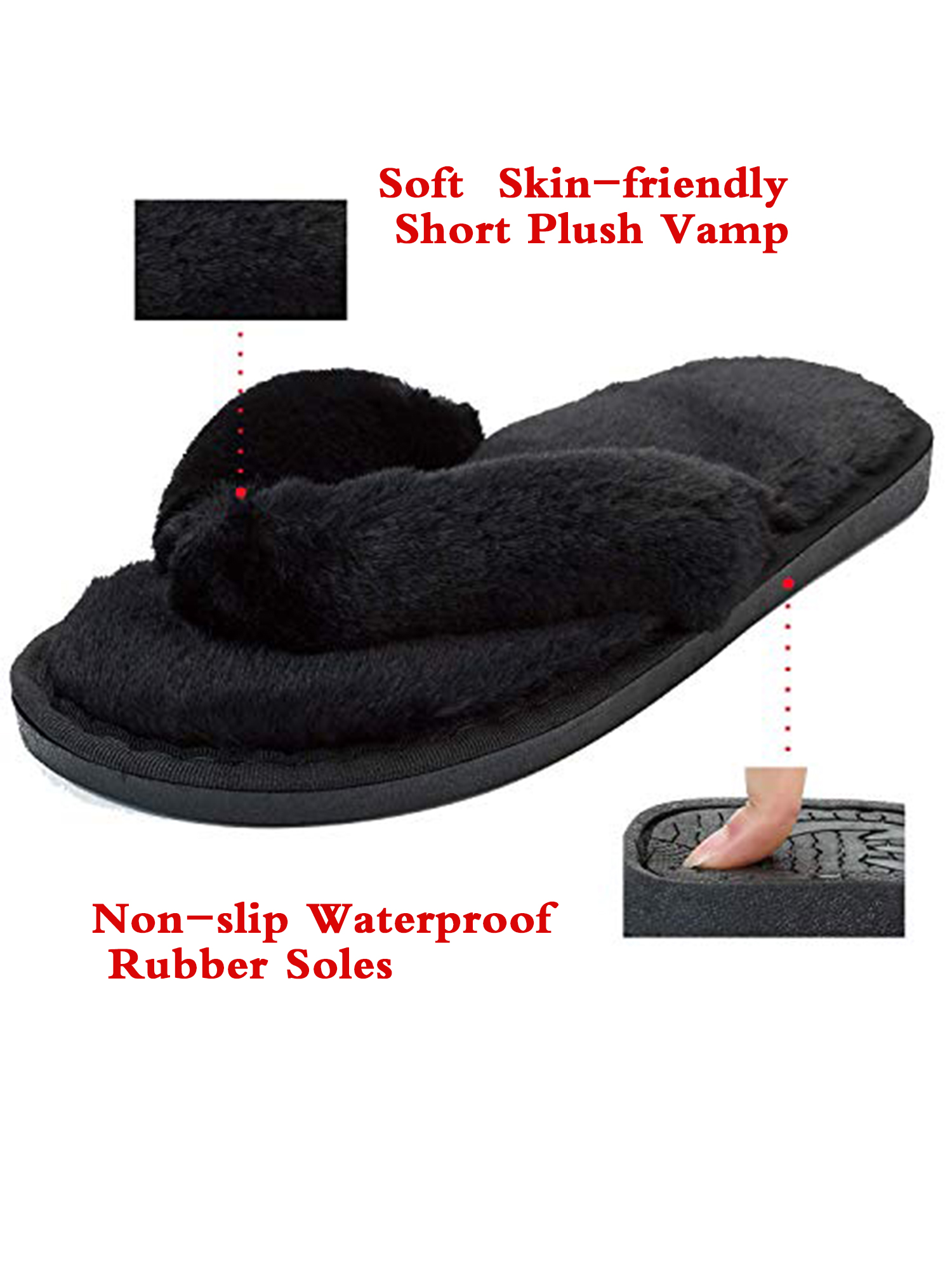LELINTA Cozy House Slippers for Women Non Slip Indoor House Spa Thong Slipper Memory Foam Slide Shoes Slipper, Black/Gray/Pink - image 5 of 8