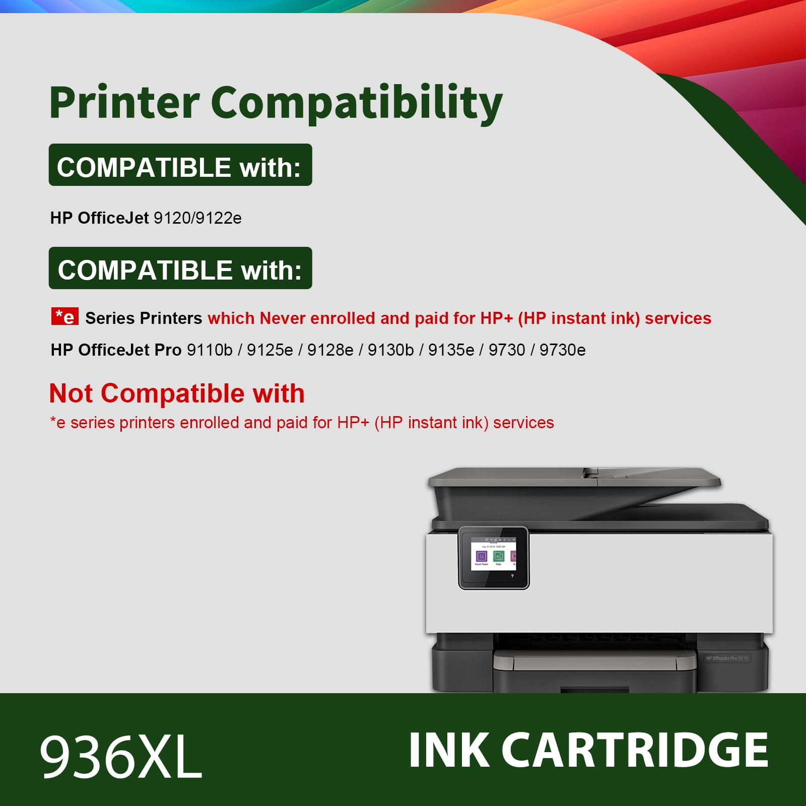 Compatible for HP 936 936e Ink Cartridges 4 Pack With Chip Combo OfficeJet Pro 9730e 9130b 9125e 9120e 9130 9135e 9122e 9128e 9110b 9120b 9130e High Yield Printer Ink