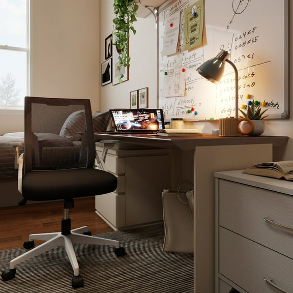 Office Chair with Flip-up Armrests Ergonomic Computer Desk Chair Foldable Mesh Task Chair with Wheels Adaptive Lumbar Support Swivel Tilt Comfortable Study Chair for Student