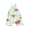 thumbnail image 5 of Odeerbi 5-13 Years Teen Girls Summer Jumpsuit Plaid Watermelon Print Camisole Romper Breathable Comfortable Suspender Overalls Bib Overall Shorts with Pockets, 5 of 5