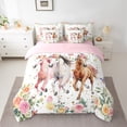 thumbnail image 2 of jejeloiu Farm Animal Horse Twin Bedding Sets 7-Piece,Colorful Flower Bedding Comforter Set,Gold Glitter Print Sheet Sets For Girls,Super Cozy Room Decor Reversible, 2 of 8