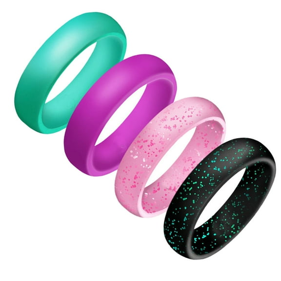 NICEXMAS Simple Silicone Ring Assorted Color 4Pcs