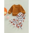 thumbnail image 4 of Seyurigaoka Toddler Baby Girls 2 Pieces Outfit Letter Print Round Neck Long Sleeve Sweatshirts Tops + Floral Print Flare Pants Fall Set, 4 of 8