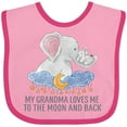 thumbnail image 3 of Inktastic My Grandma Loves Me to the Moon and Back Elephants in Clouds Boys or Girls Baby Bib, 3 of 4