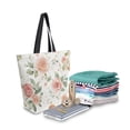 thumbnail image 2 of Open Top Canvas Tote Bag with Zipper Reusable Shopping Bag 13.5x15" Roomy Carryall Watercolor Rose Floral Pattern, 2 of 9