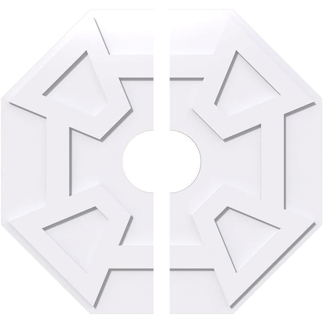 Ekena Millwork CMP34LG2-07000 34 Po OD x 7 Po ID Carré Logan Architectural Grade PVC Contemporain Médaillon de Plafond - 2 Pièces