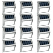 GIGALUMI 12 Pack Outdoor  Solar Deck Lights Solar Stair Lights(Cold White)