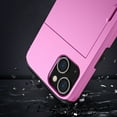 thumbnail image 3 of for iPhone 15 Wallet Case with Sliding Door Hidden Pocket Credit Card Holder Dual Layer Heavy Duty Shockproof Hard PC Hybrid TPU Phone Flip Protective Cover for iPhone 15, Pink, 3 of 8